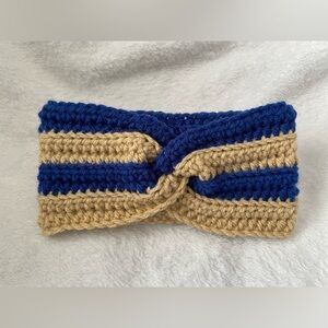 Classic Blue & Cream Twisted Headband – Matching Kids & Adults